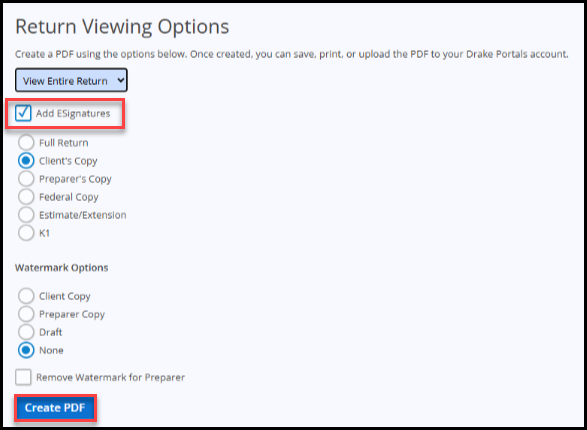 Return viewing options